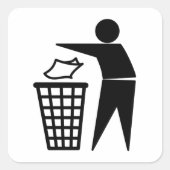 Tidy Man wirft Müll weg Quadratischer Aufkleber (Vorderseite)