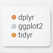 Tidyverse Bibliotheken: dplyr, ggplot2, tidyr Mousepad (Vorne)