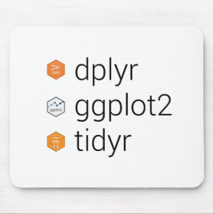 Tidyverse Bibliotheken: dplyr, ggplot2, tidyr Mousepad