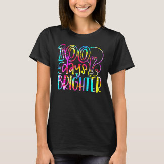 Tie Dye 100 Days Brighter Student Happy 100th Day T-Shirt