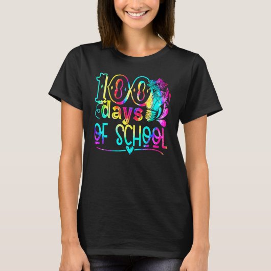 Tie Dye 100 Days Brighter Student Happy 100th Day  T-Shirt (Vorderseite)