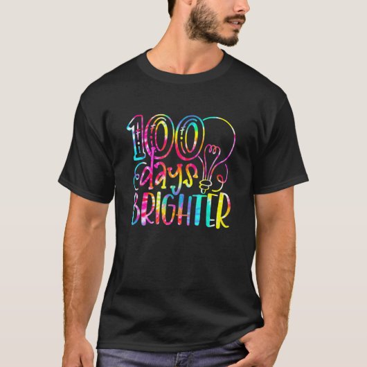 Tie Dye 100 Days Brighter Student Happy 100th Day  T-Shirt (Vorderseite)