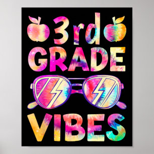 Tie Dye 3. Klasse Vibes Lehrer Erster Schultag Byc Poster