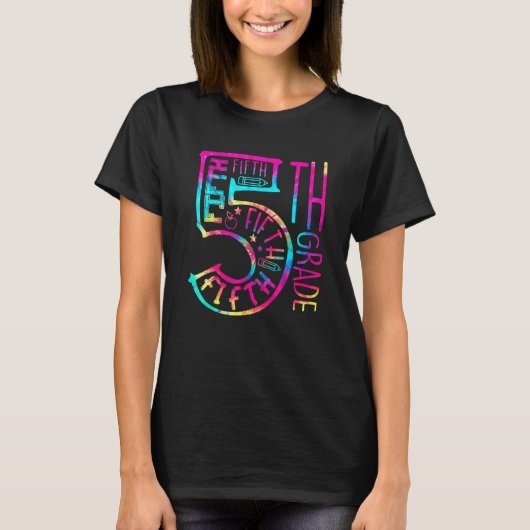 Tie Dye 5th Grade Typography Teacher Team Fifth Gr T-Shirt (Vorderseite)