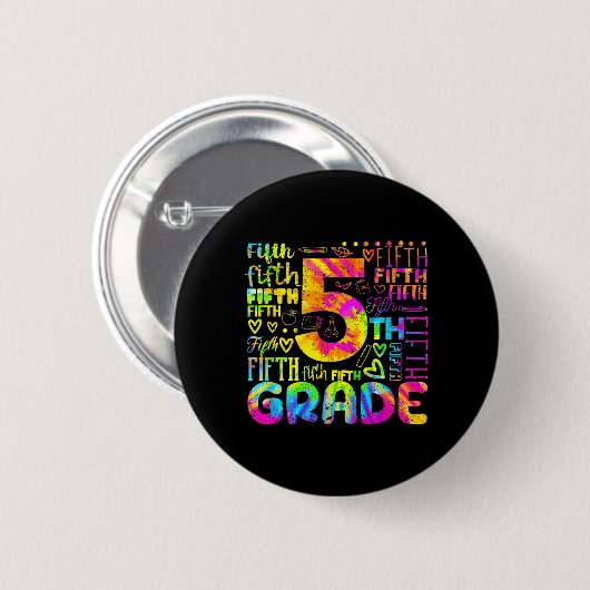 Tie Dye 5th Grade Typography Team Fifth Grade Button (Vorne & Hinten)