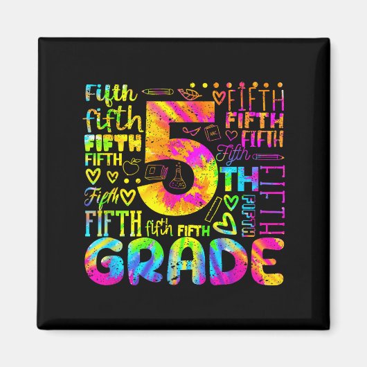 Tie Dye 5th Grade Typography Team Fifth Grade Magnet (Vorne)