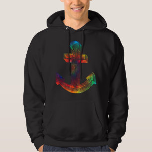 Tie Dye Anchor Tie Dyed Sailor Captain Ocean T Hoodie