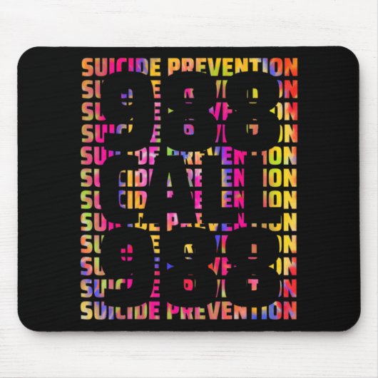 Tie Dye Awareness Suicide Prevention 988 Mental He Mousepad (Vorne)