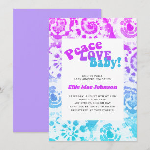 Tie Dye Baby Shower Retro Frieden Liebe Baby Einladung