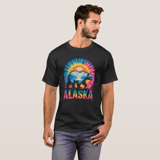 Tie Dye Bear Alaskan Family Souvenir Alaska State T-Shirt (Vorne ganz)