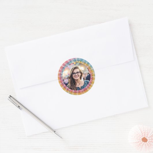 Tie Dye Birthday Photo Envelope Seal Sticker  (Umschlag)