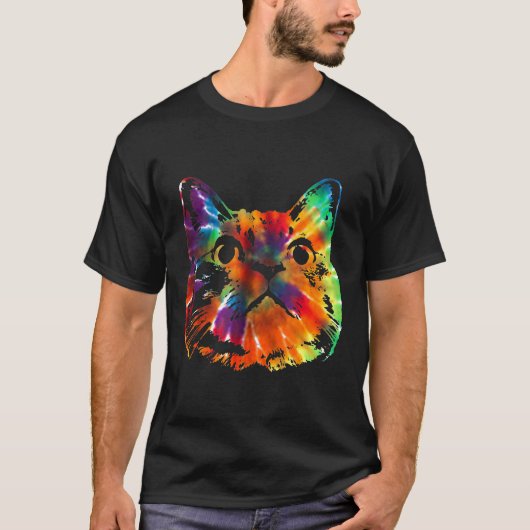 Tie Dye Cat Colorful Tye Dye Kitten T-Shirt (Vorderseite)