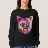 Tie Dye Cat Kitten  Hippie Sweatshirt (Vorderseite)