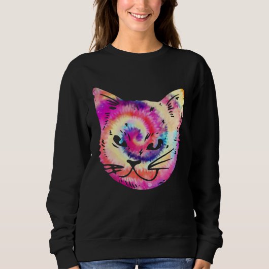 Tie Dye Cat Kitten  Hippie Sweatshirt (Vorderseite)