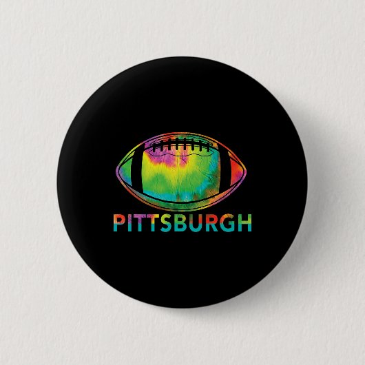 Tie Dye Cool Fußball Design Bekleidung Pittsburgh Button (Vorderseite)
