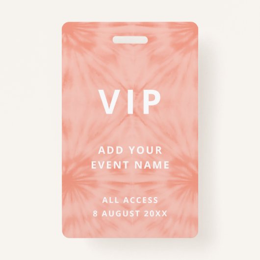 Tie Dye Coral Pink | Event Festival Konzert Ausweis (Vorderseite)