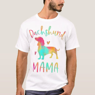 Tie Dye Dachshund Mama Mom Colorful Doxie Dog Mom  T-Shirt