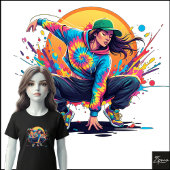 Tie-Dye Dancer Crouch Pose Splatter Art Tri-Blend Shirt