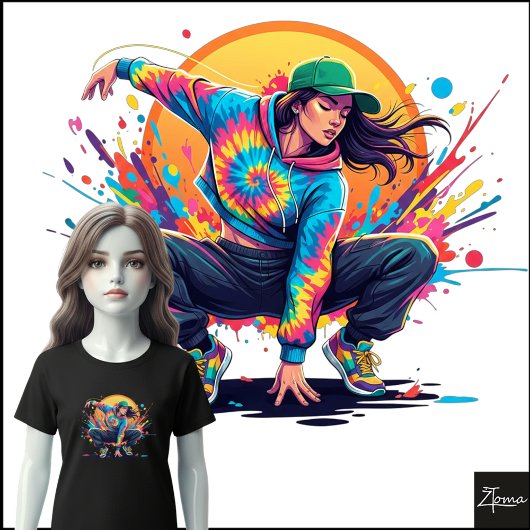 Tie-Dye Dancer Crouch Pose Splatter Art Tri-Blend Shirt