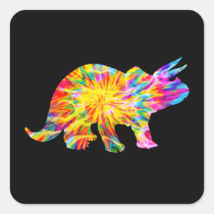 TIE-DYE-DINOSAURIER QUADRATISCHER AUFKLEBER