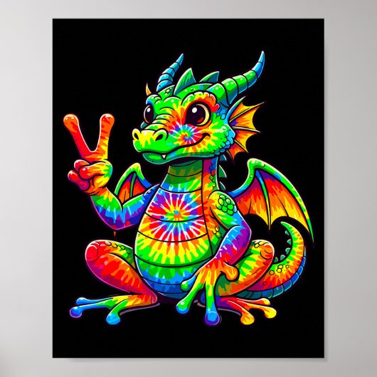Tie-Dye-Drache-Friedenszeichen-Hype Poster (Vorne)