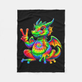 Tie-dye Dragon Peace Sign Hipe Fleecedecke (Vorderseite)