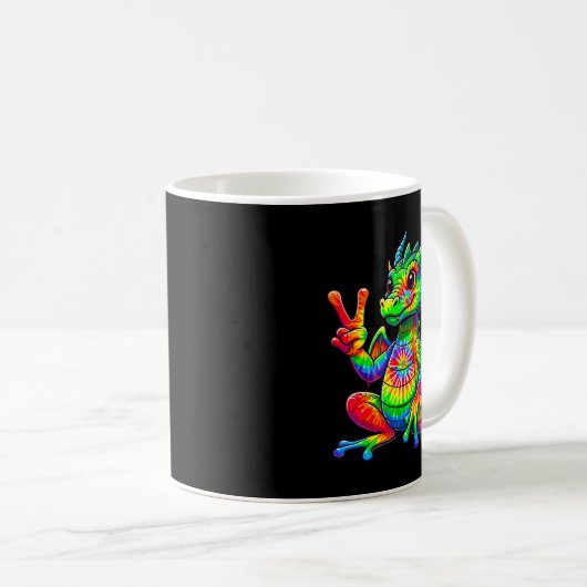 Tie-dye Dragon Peace Sign Hipe Kaffeetasse (VorderseiteRechts)