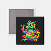 Tie-dye Dragon Peace Sign Hipe Magnet (Vorderseite/Rückseite)