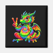 Tie-dye Dragon Peace Sign Hipe  Magnet (Vorne)