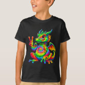 Tie-dye Dragon Peace Sign Hipe T-Shirt (Vorderseite)