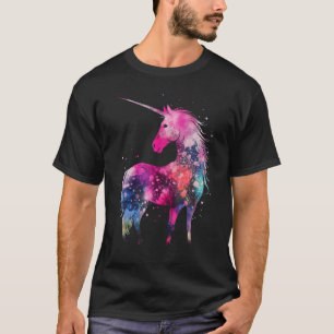 Tie-Dye-Einhorn Bunt Rosa Pferdesilhouette Mag T-Shirt
