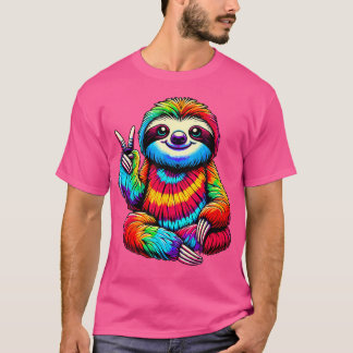 Tie-Dye-Faultier-Friedenszeichen-Hippie T-Shirt