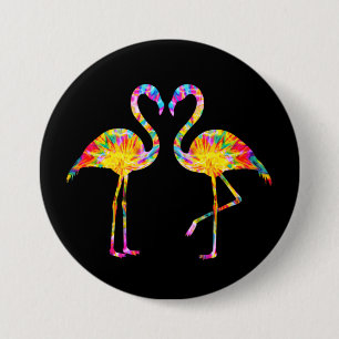 TIE DYE FLAMINGO BUTTON