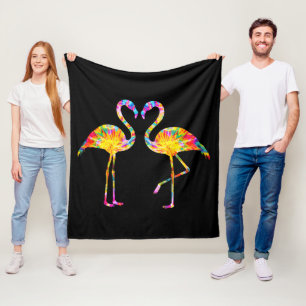 TIE DYE FLAMINGO FLEECEDECKE