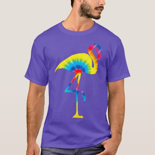 Tie Dye Flamingo Rainbow Print Bird Animal Peace T-Shirt (Vorderseite)