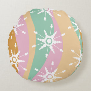 Tie Dye Flüssigkeit Retro Groovy Weihnachten Beige Rundes Kissen