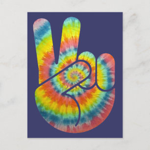 Tie Dye Friedenshand Postkarte