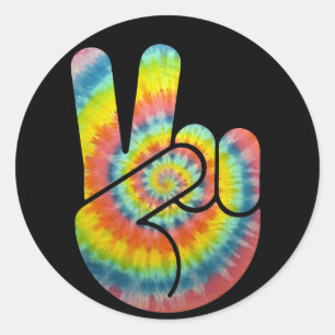 Tie Dye Friedenshand Runder Aufkleber