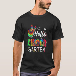 Tie Dye Friedenszeichen Hallo Kindergarten Erster T-Shirt