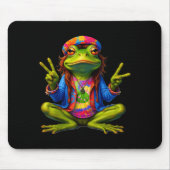Tie-dye Frog Peace Sign 60s 70s Hipe Men Women  Mousepad (Vorne)