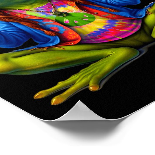 Tie-dye Frog Peace Sign 60s 70s Hipe Men Women Poster (Ecke)
