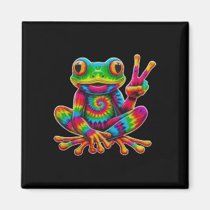 Tie-Dye-Frosch-Friedenszeichen-Hippie-Weihnachtsfr Magnet