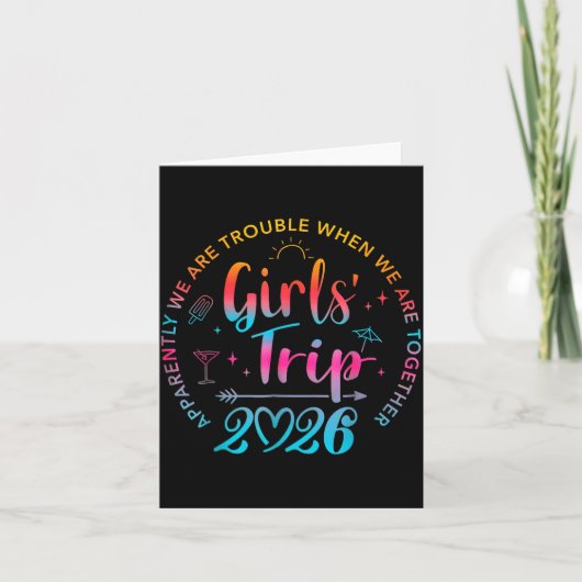Tie Dye Girls Trip 2026 Trouble When We Are Togeth Karte (Vorderseite)