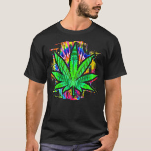 Tie Dye Hanfblatt Kiffer rauchen Gras Hippie Sto T-Shirt