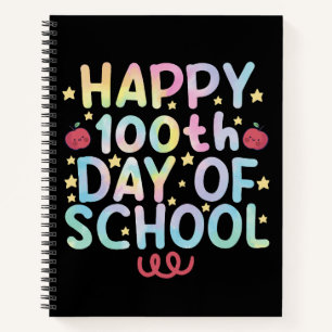Tie Dye Happy 100. Schultag Lehrer Student  Notizblock