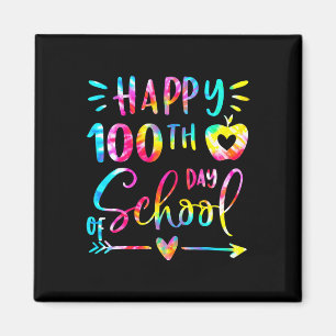 Tie Dye Happy 100. Tag Schule Lehrer Schüler 100 Magnet