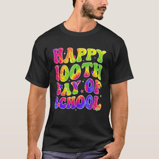 Tie Dye Happy 100th Day of School Students Kids Te T-Shirt (Vorderseite)