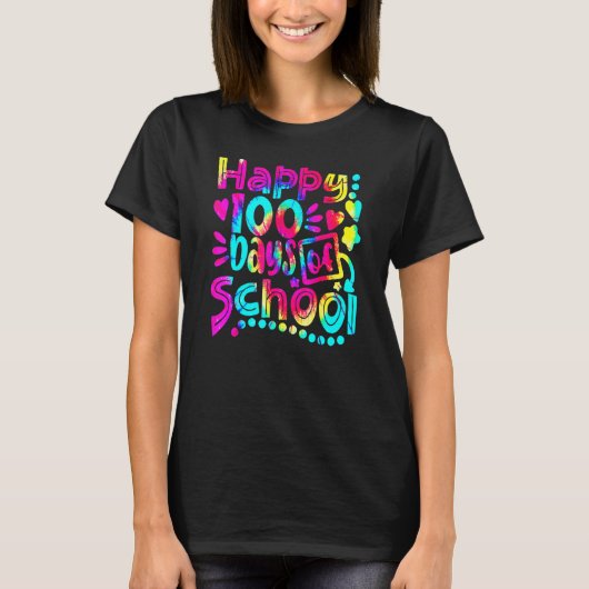 Tie Dye Happy 100th Day Of School Teacher Student  T-Shirt (Vorderseite)