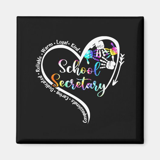 Tie Dye Heart School Secretary Life Cute Back to Magnet (Vorne)