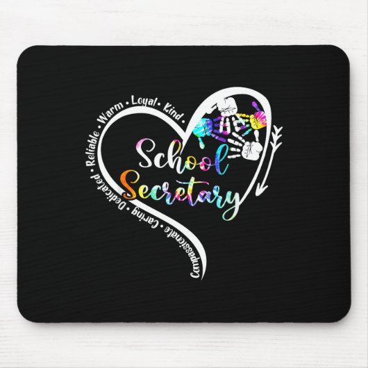 Tie Dye Heart School Secretary Life Cute Back to Mousepad (Vorne)